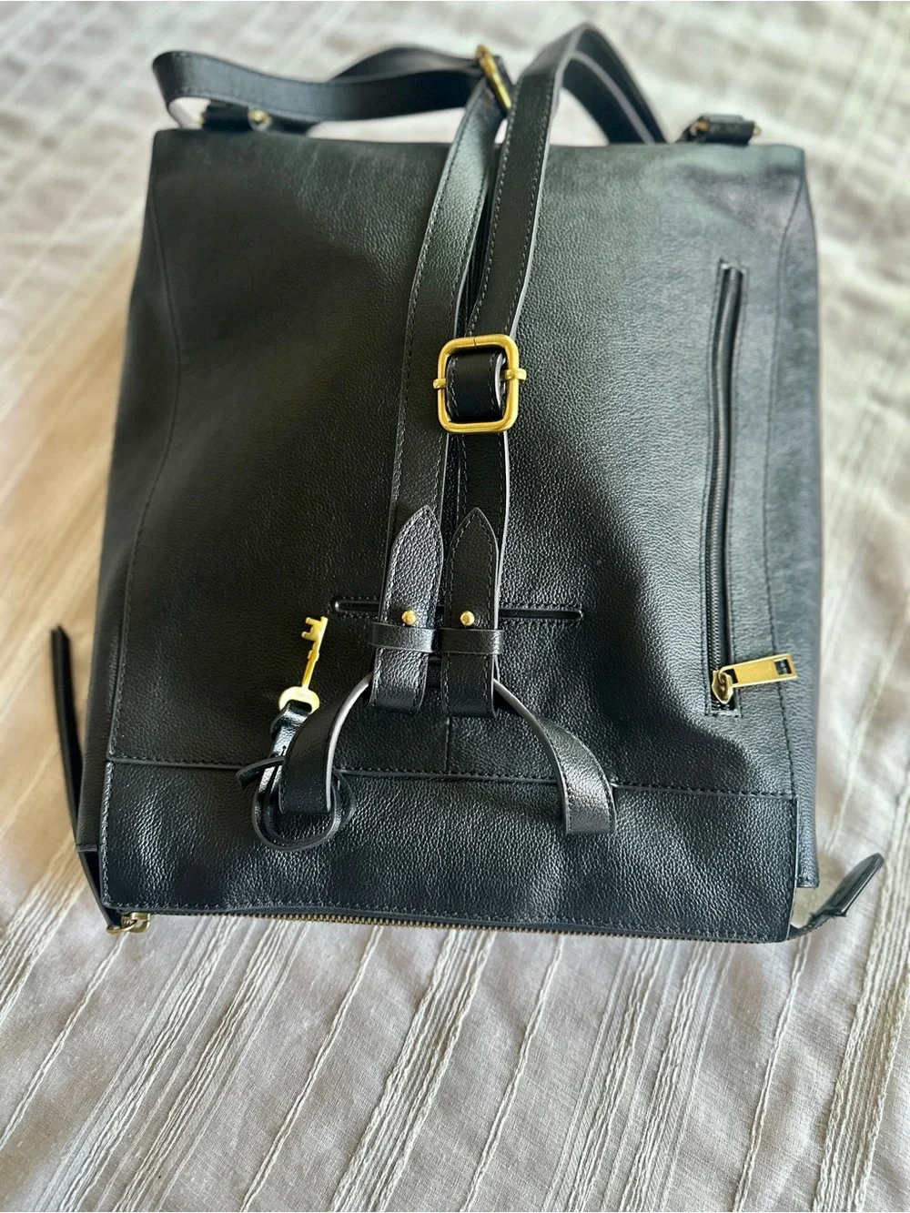 FOSSIL Elina Large Convertible Leather Backpack/Crossbody/Tote Bag NWOT